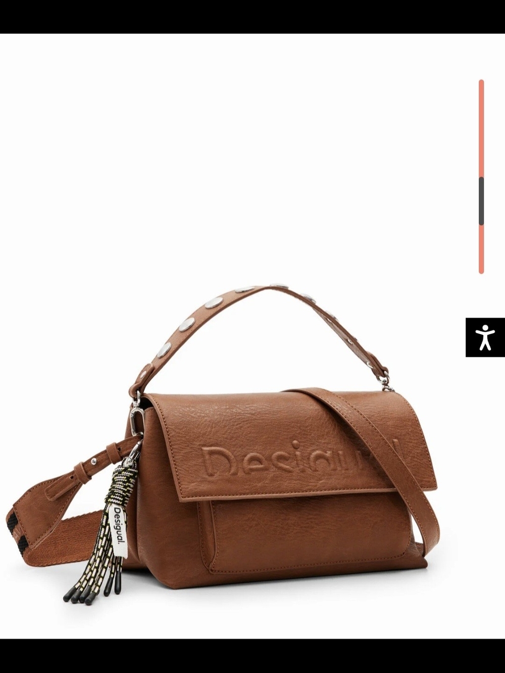 Desigual Brown Embossed Faux-Leather Crossbody Bag - Picture 2 of 14